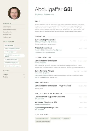 Bilgisayar Programcısı CV Örnekleri cv indir